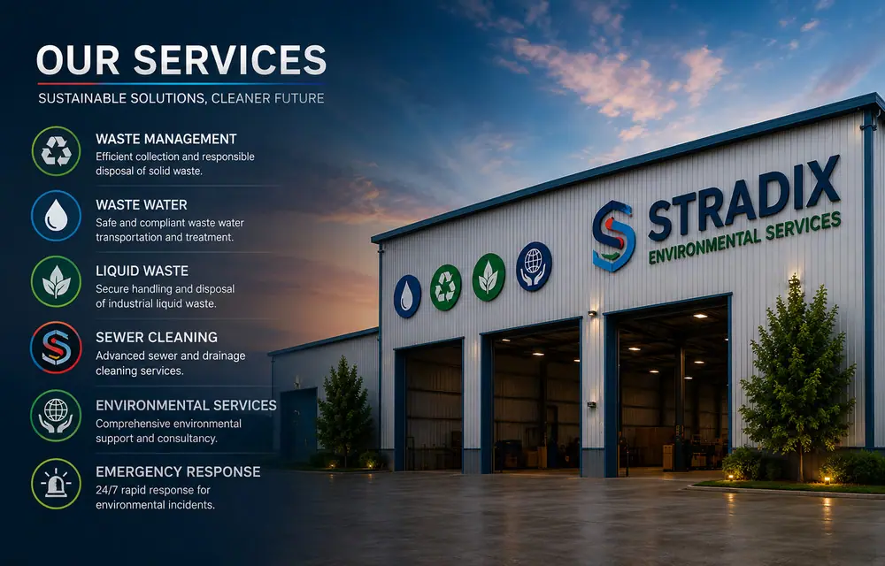 S-TRADIX Environmental Services facility at dusk