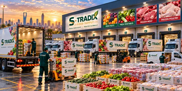 S-TRADIX Food Supply distribution centre at sunset