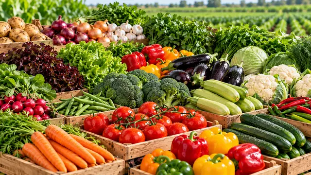 Crates of fresh Egyptian vegetables