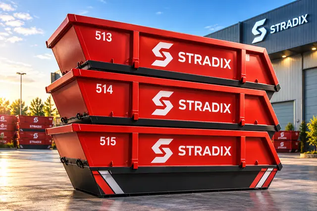 Stacked S-TRADIX skip containers