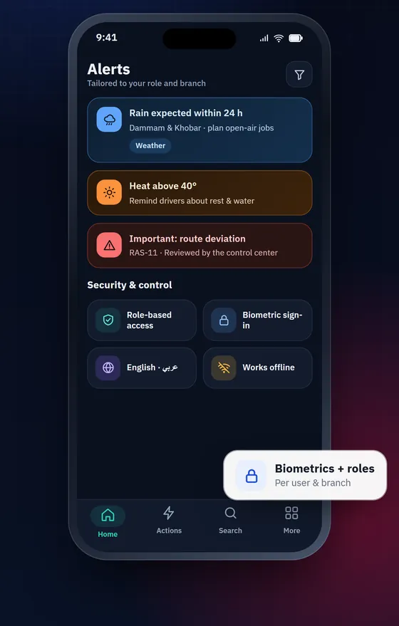 ZORA alerts screen